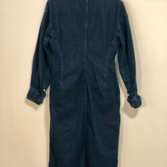 Dark Denim Midi Button Front Long Sleeve Cabincore Classic Lauren-esque Medium - Picture 2 of 6